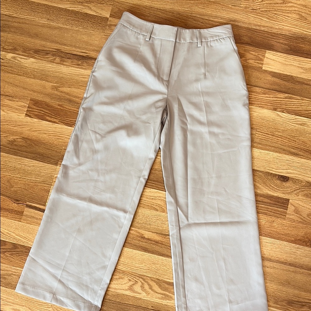 Gray Wide-Leg Dress Pants